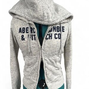Abercrombie & Fitch Women's Heather Gray Zip-Up Hoodie
